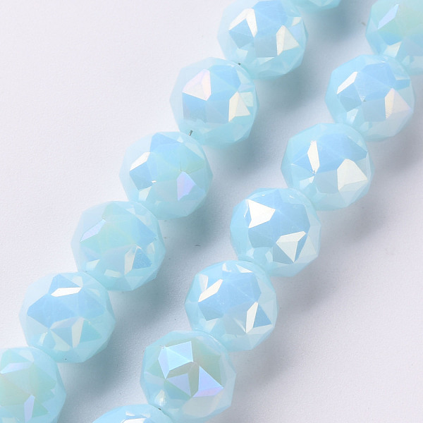 

PandaHall Electroplate Glass Beads Strands, AB Color Plated, Faceted Round, Cyan, 10x9.5mm, Hole: 1.2mm, about 60pcs/strand, 21.65...