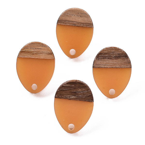 

PandaHall Resin & Walnut Wood Stud Earring Findings, with 304 Stainless Steel Pin, Teardrop, Goldenrod, 17x13mm, Hole: 1.8mm, Pin: 0.7mm..., Gold