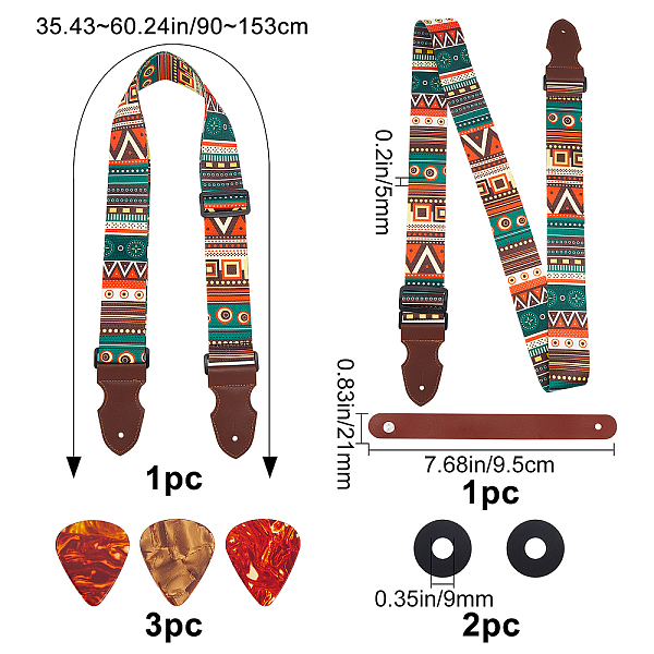 

PandaHall GORGECRAFT Guitar Strap Adjustable with Silicone Strap Buckle, Plastic Guitar Picks and Strap Button for Bass, Electric, Acoustic...