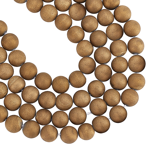 

PandaHall ARRICRAFT Electroplate Natural Agate Round Beads Strands, Dyed, Golden Plated, 8mm, Hole: 1mm, about 48pcs/strand, 15.3 inch...