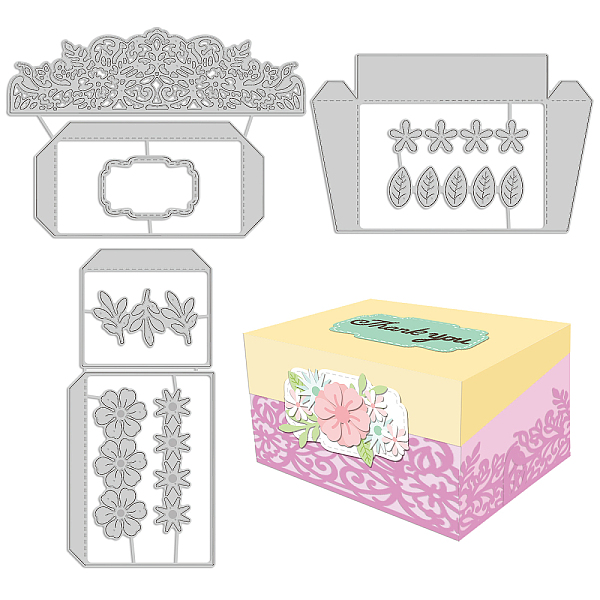 PandaHall GLOBLELAND 3Pcs 3D Flower Box Cutting Dies Metal 3D Present Gift Box Die Cuts Embossing Stencils Template for Paper Card Making...