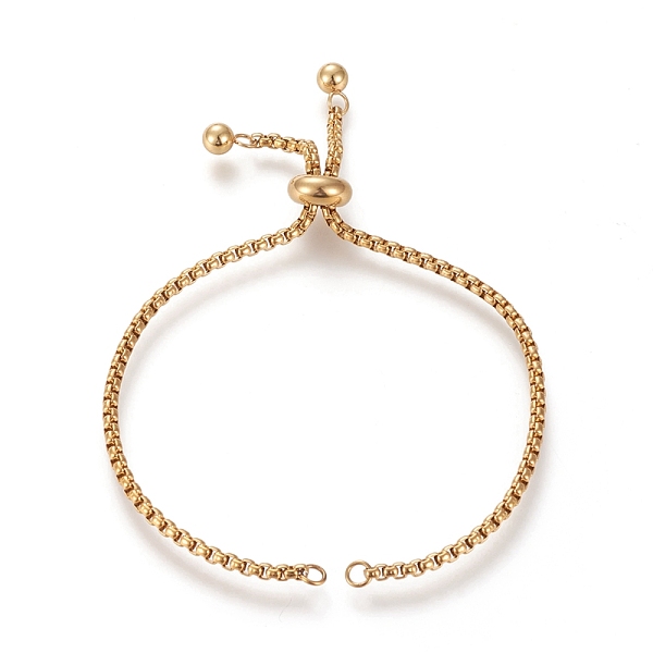 

PandaHall Adjustable 304 Stainless Steel Slider Bracelet/Bolo Bracelets Making, with Box Chains, Golden, 10-1/8 inch(25.6cm), 2.5mm...