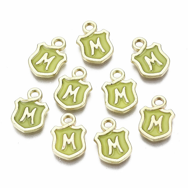 

PandaHall Alloy Enamel Charms, Cadmium Free & Lead Free, Shield with Initial Letters, Light Gold, Letter.M, 14x10x2mm, Hole: 2mm...