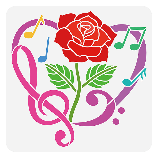 

PandaHall PET Hollow Out Drawing Painting Stencils, for DIY Scrapbook, Photo Album, June Rose, 30x30cm Plastic June Rose
