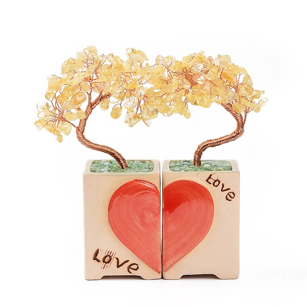 

PandaHall Heart Money Tree Natural Yellow Quartz Bonsai Display Decorations, for Home Office Decor Good Luck, 52x48.5x160mm Yellow Quartz...