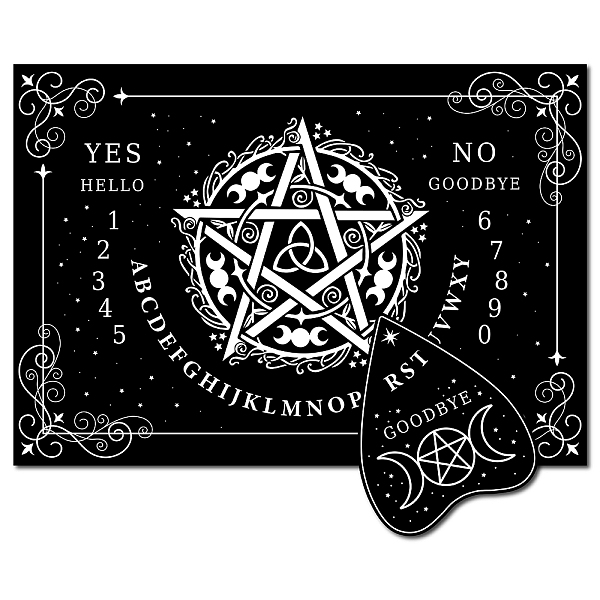 

PandaHall CREATCABIN Pentagram Pendulum Board Wooden Talking Boards with Planchette Black Dowsing Divination Wood Spirit Board Game Kit Moon...