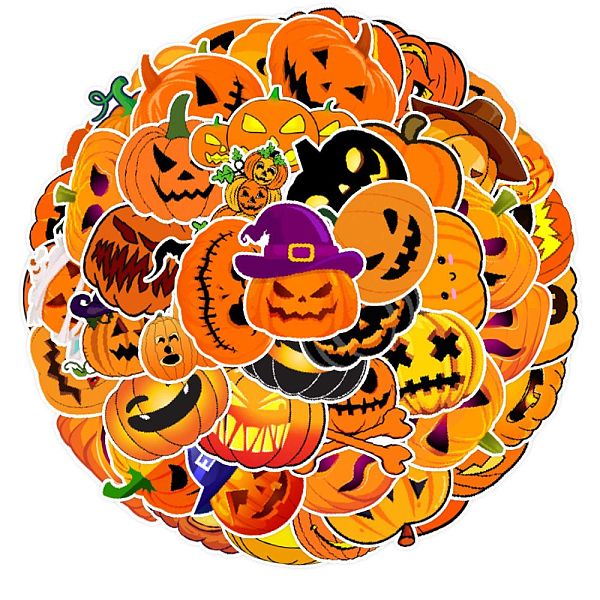 

PandaHall Halloween Waterproof PVC Plastic Sticker Labels, Self-adhesion, for Suitcase, Skateboard, Refrigerator, Helmet, Mobile Phone Shell..., Multicolor