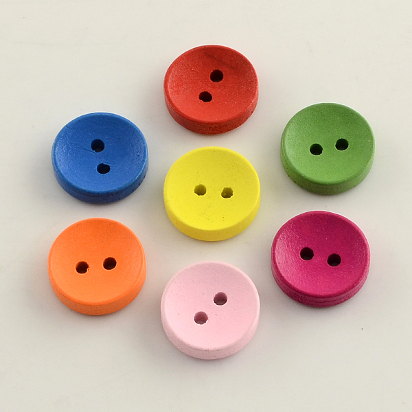 

PandaHall 2-Hole Dyed Wooden Buttons, Flat Round, Mixed Color, 20x4.5mm, Hole: 2mm, about 560pcs/500g Wood Flat Round Multicolor