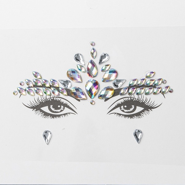 

PandaHall Acrylic Face Gems Stickers, Self Adhesive Temporary Tattoo, with Teardrop & Half Round & Horse Eye Rhinestones, Colorful...