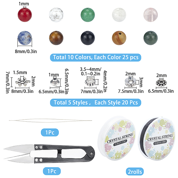 

PandaHall SUNNYCLUE DIY Stretch Bracelets Making Kits, Including Natural Gemstone Round Beads, Alloy Spacer Beads, Iron Beading Needles...