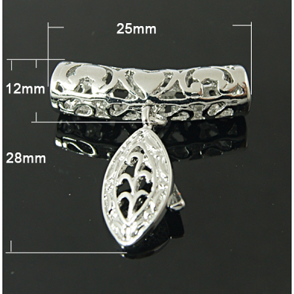 

PandaHall Brass Pinch Bails, Leaf, Platinum, 28x25mm, Hole: 5mm Brass