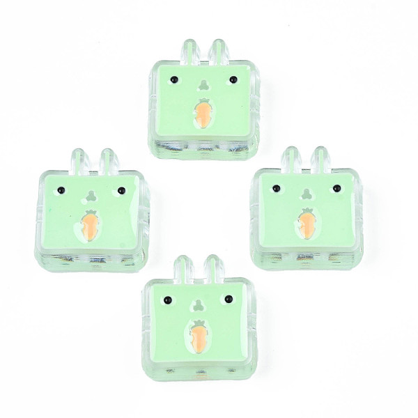 

PandaHall Transparent Acrylic Beads, with Enamel, Rabbit, Pale Green, 24x22x8mm, Hole: 3mm Acrylic Rabbit