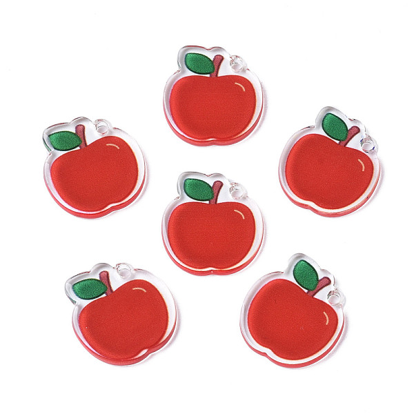 

PandaHall Translucent Acrylic Pendants, Double-Faced Printed, Apple, Red, 21x19.5x2mm, Hole: 2mm Acrylic Fruit Red