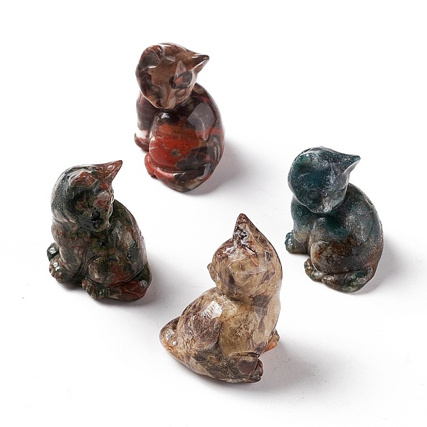 

PandaHall Natural Ocean Jasper Sculpture Display Decorations, for Home Office Desk, Cat, 19~21x21~24x31~32mm Ocean Jasper Cat Shape