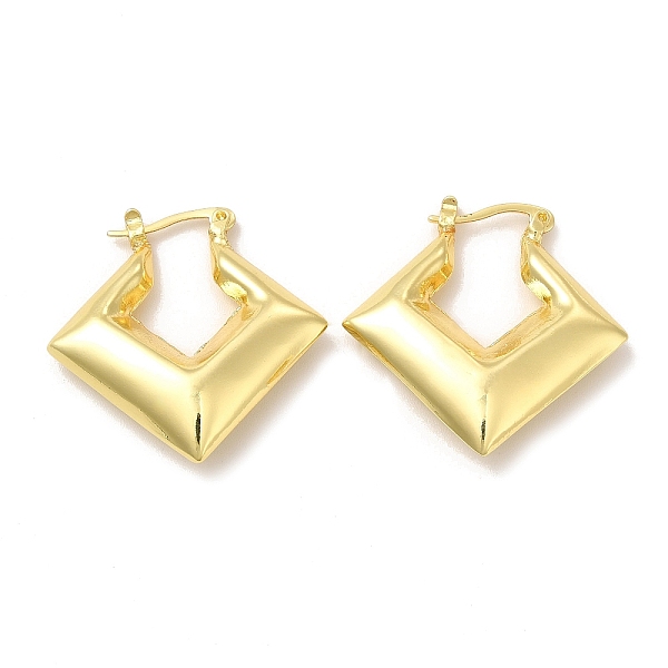 

PandaHall Rack Plating Brass Rhombus Hoop Earrings for Women, Lead Free & Cadmium Free, Real 18K Gold Plated, 30.5x30x7.5mm, Pin: 0.7mm...