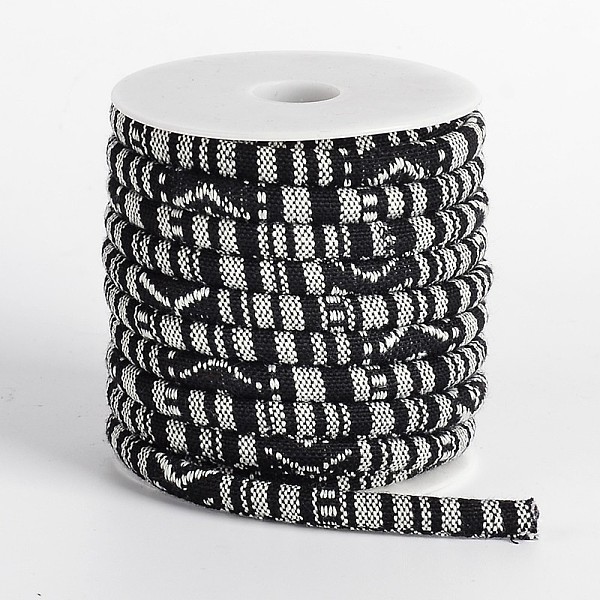 

PandaHall Ethnic Cord Polyester Cords, Black, 7x5mm, 10yards/roll Cloth Black
