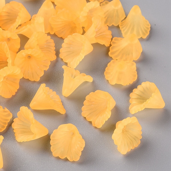 

PandaHall Frosted Acrylic Bead Caps, Flower, Gold, 12x12x9mm, Hole: 1.2mm, about 1700pcs/500g Acrylic Gold