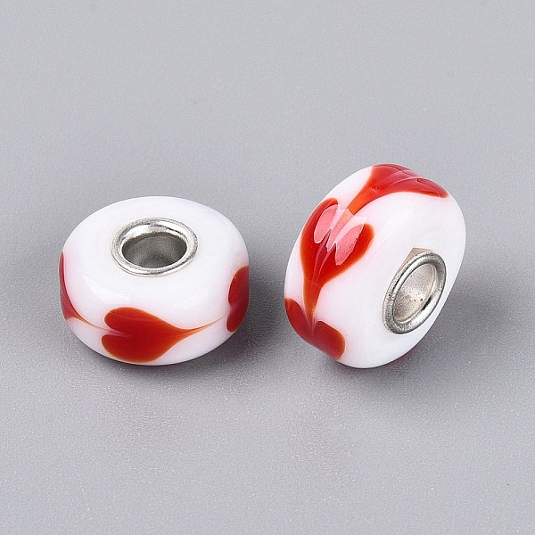 Lampwork  Brass Core European Beads