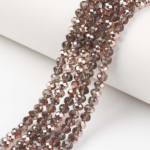 

PandaHall Electroplate Transparent Glass Beads Strands, Half Copper Plated, Faceted, Rondelle, Saddle Brown, 3x2mm, Hole: 0.8mm, about...