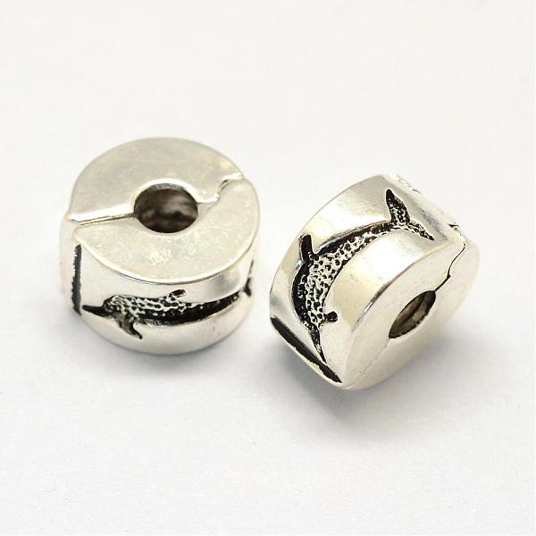 

PandaHall Alloy European Style Clasps, Column with Dolphin, Antique Silver, 10x6mm, Hole: 3mm Alloy Column