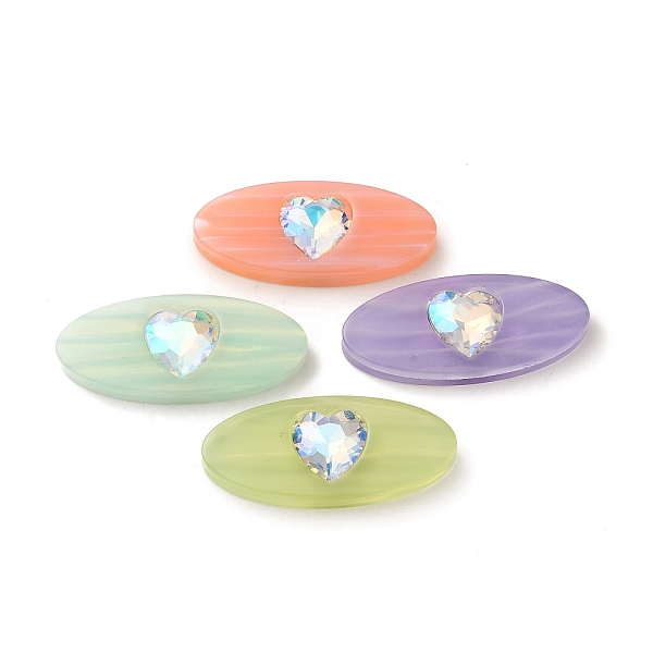

PandaHall Acrylic Cabochons, with Glass, Oval with Heart, Mixed Color, 18x40.5x6.5mm Acrylic Oval Multicolor