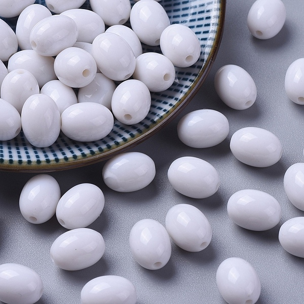 

PandaHall Opaque Acrylic Beads, Oval, White, 12x9mm, Hole: 2mm, about 820pcs/500g Acrylic Oval White