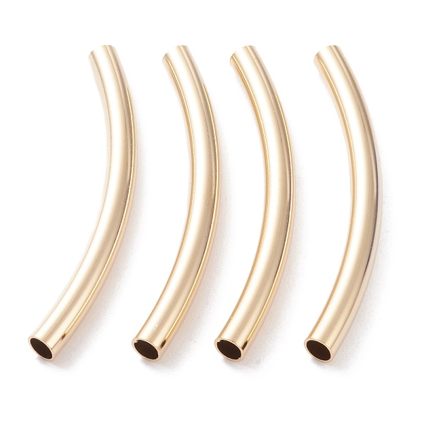 

PandaHall Brass Tube Beads, Long-Lasting Plated, Curved Beads, Tube, Real 24K Gold Plated, 56x5mm, Hole: 4mm Brass Tube