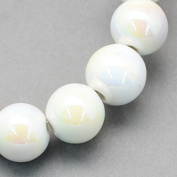 

PandaHall Handmade Porcelain Round Beads, AB Color Plated, White, 11mm, Hole: 2mm Porcelain Round White