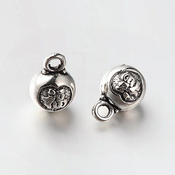 Round With Chinese Blessing Tibetan Style Alloy Charms