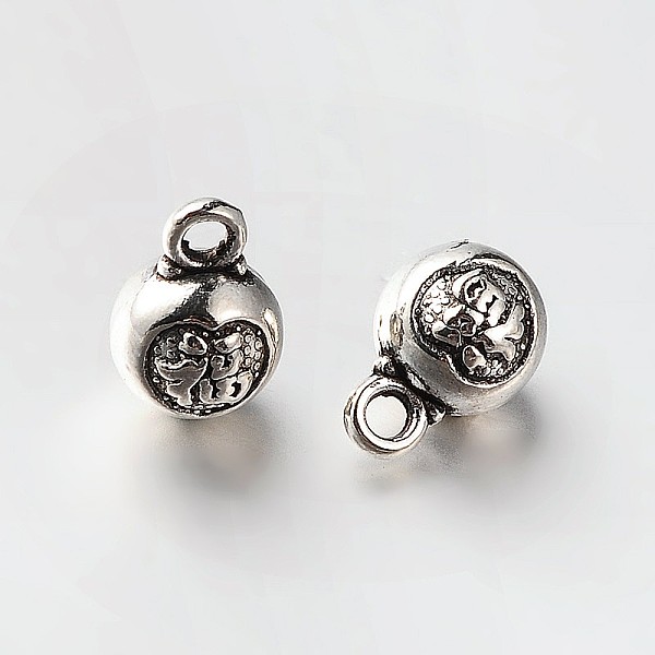 

PandaHall Round with Chinese Blessing Tibetan Style Alloy Charms, Antique Silver, 9x6mm, Hole: 1mm Alloy Round
