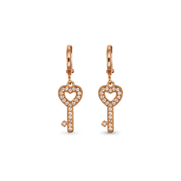 

PandaHall TINYSAND Brass Hoop Earring, with Cubic Zirconia, Love Heart Key, Golden, 18.5x8.9mm Cubic Zirconia Key Clear
