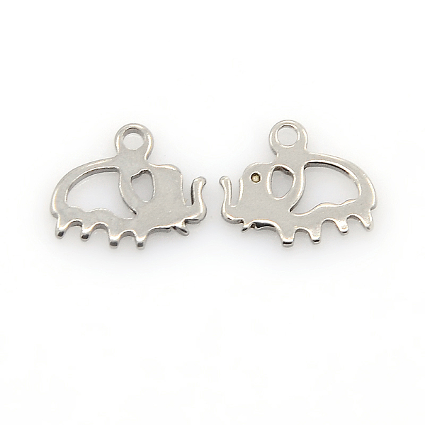

PandaHall 201 Stainless Steel Animal Charms, Elephant Pendants, Stainless Steel Color, 9x11x1mm, Hole: 1mm 201 Stainless Steel Elephant