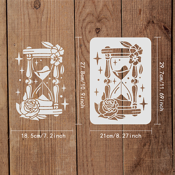 

PandaHall FINGERINSPIRE Hourglass Stencil 29.7x21cm Rose Stencil Plastic Hourglass Drawing Painting Stencil Reusable Star Flower Leaves...