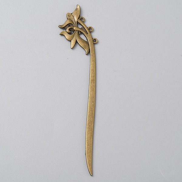 

PandaHall Alloy Lotus Hair Sticks, Vintage Hair Accessories for Woman, Antique Bronze, 154x32x3mm Alloy