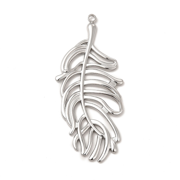 

PandaHall 304 Stainless Steel Big Pendants, Feather Charm, Stainless Steel Color, 50x22x2mm, Hole: 1.6mm 304 Stainless Steel Feather