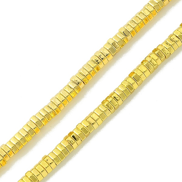 

PandaHall Electroplated Synthetic Non-magnetic Hematite Beads Strands, Hexagon, Golden Plated, 3x2.8x1mm, Hole: 1.2mm, about 408pcs/strand...