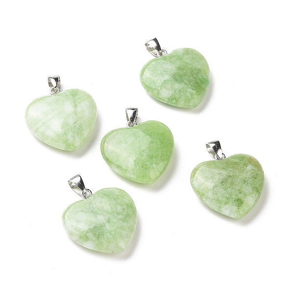 

PandaHall Natural Quartz Pendants, Heart Charm, with Platinum Plated Brass Bails, Dyed, Yellow Green, 27x25.5x7.5mm, Hole: 7.5x4mm Quartz...