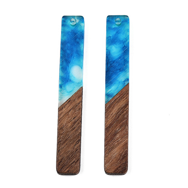 

PandaHall Opaque Resin & Walnut Wood Big Pendants, Rectangle Charm, Dark Turquoise, 51.5x7.5x3mm, Hole: 1.8mm Resin+Wood Rectangle