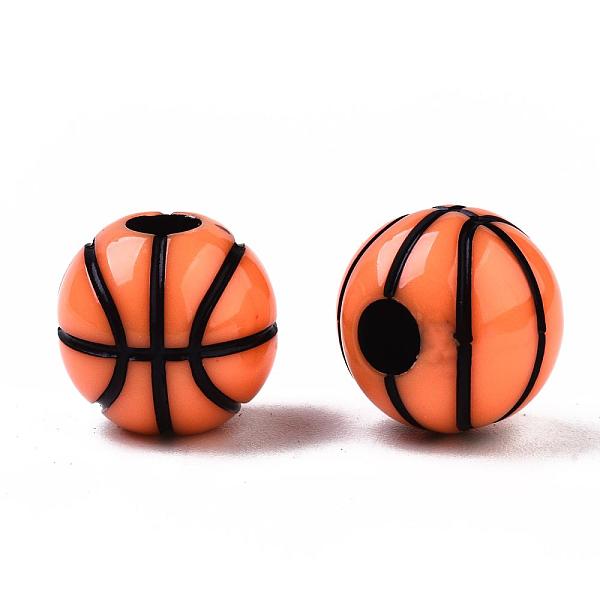 

PandaHall Craft Style Acrylic Beads, Basketball, Coral, 11.5~12x10.5mm, Hole: 3.5~4mm, about 600pcs/500g Acrylic Sports Red