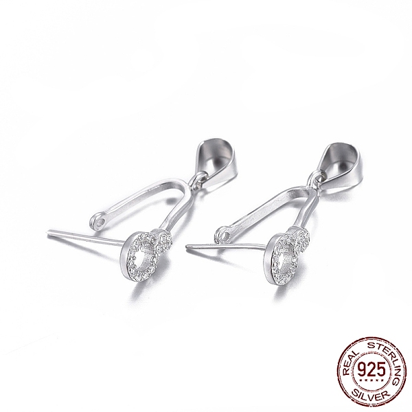 

PandaHall Rhodium Plated 925 Sterling Silver Pendant Bails, with Cubic Zirconia, Clear, Platinum, 16.5x5x8.5mm, Hole: 4.5x3.5mm, Pin: 0.7mm...