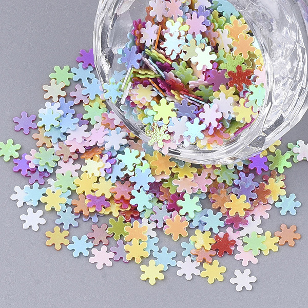 

PandaHall Ornament Accessories, PVC Plastic Paillette/Sequins Beads, No Hole/Undrilled Beads, Snowflake, Mixed Color, 4.5x4.5x0.4mm, about..., Multicolor