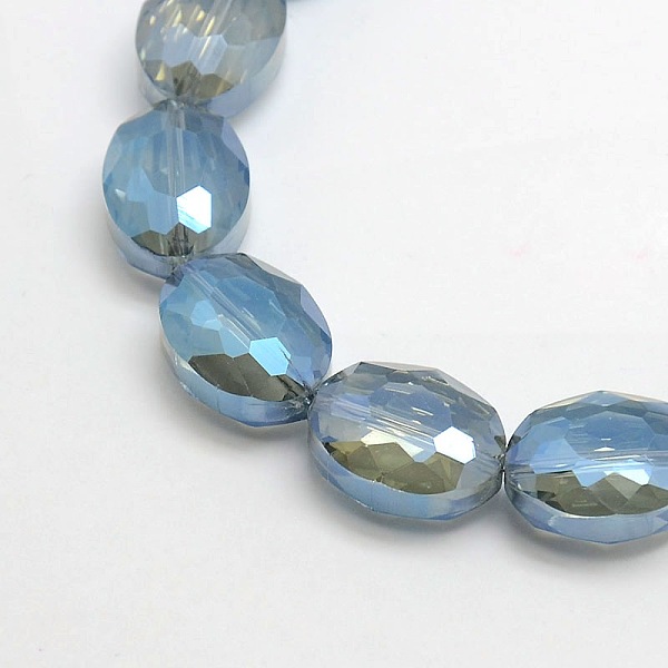 

PandaHall Faceted Electroplate Crystal Glass Oval Beads Strands, Rainbow Color Plated, Steel Blue, 16x12x7mm, Hole: 1mm, about 50pcs/strand...