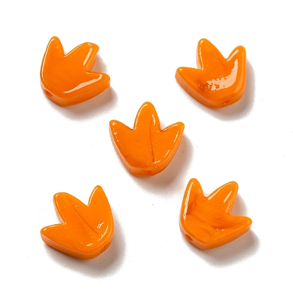 

PandaHall Glass Beads, Tulip Flower, Dark Orange, 16x16x5.5~6mm, Hole: 2mm Glass Flower