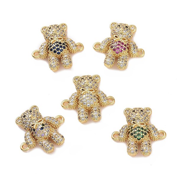 

PandaHall Brass Micro Pave Cubic Zirconia Connector Charms, Bear Links, Golden, Mixed Color, 18x17.5x4.5mm, Hole: 1.2mm Brass+Cubic Zirconia..., Multicolor
