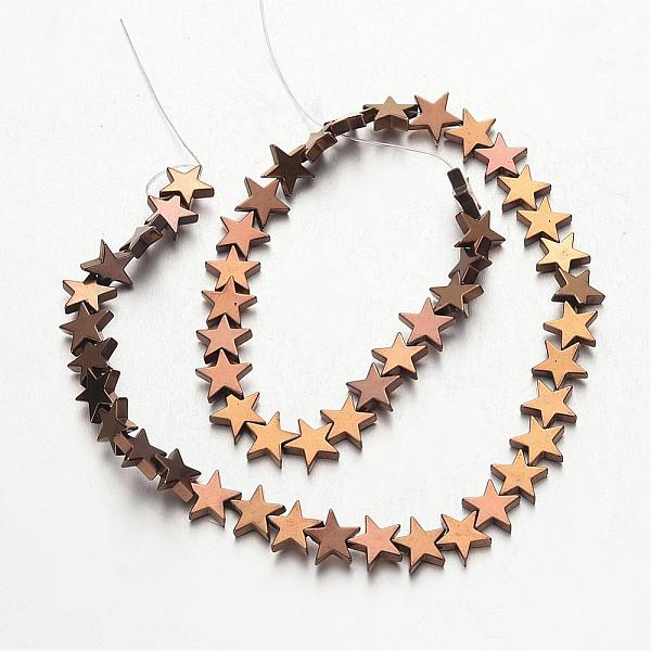 

PandaHall Electroplate Non-magnetic Synthetic Hematite Bead Strands, Star, Copper Plated, 10x10x2~3mm, Hole: 1mm, about 47pcs/strand, 15.5...