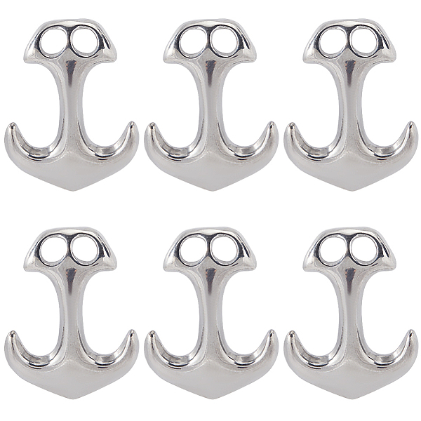 

PandaHall SUNNYCLUE 6Pcs 304 Stainless Steel Hook Clasps, For Leather Cord Bracelets Making, Anchor, Stainless Steel Color, 31x24x6mm, Hole...