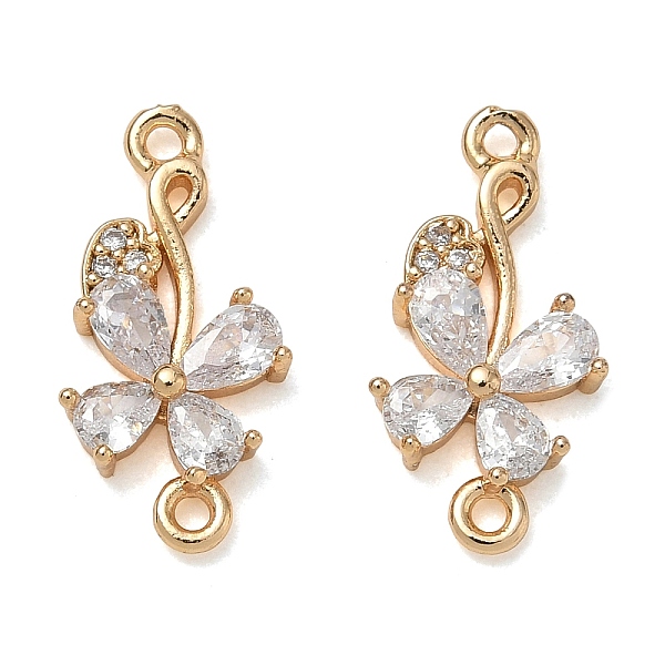 Brass Pave Clear Cubic Zirconia Connector Charms