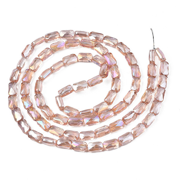 

PandaHall Electroplate Transparent Glass Beads Strands, Faceted, Rectangle, Dark Salmon, 7x4x3mm, Hole: 1mm, about 79~80pcs/strand, 20.47...