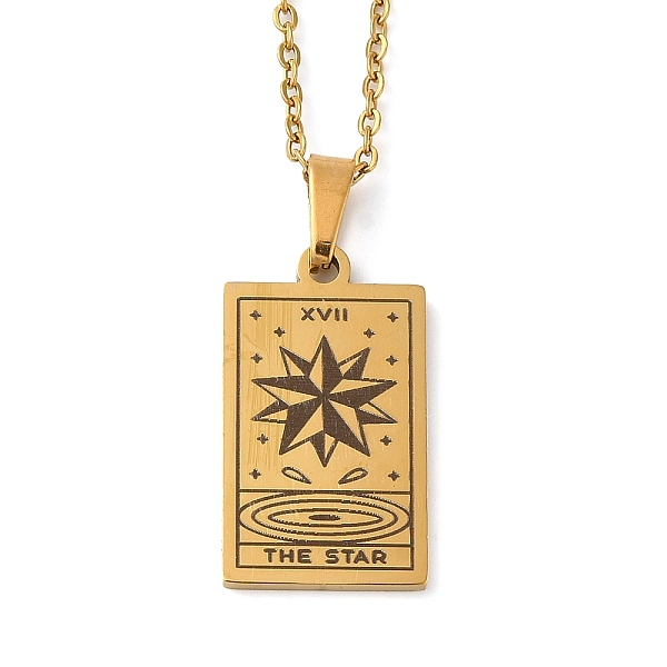 

PandaHall Tarot Theme 304 Stainless Steel Pendant Nacklaces For Women, Cable Chain Necklaces, Real 18K Gold Plated, The Star, 455mm, pendant...
