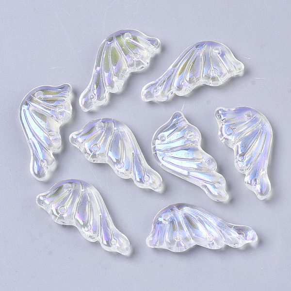 

PandaHall Transparent Glass Pendants, AB Color Plated, Butterfly Wings, Clear AB, 24x12.5x4mm, Hole: 1.4mm Glass Wing White